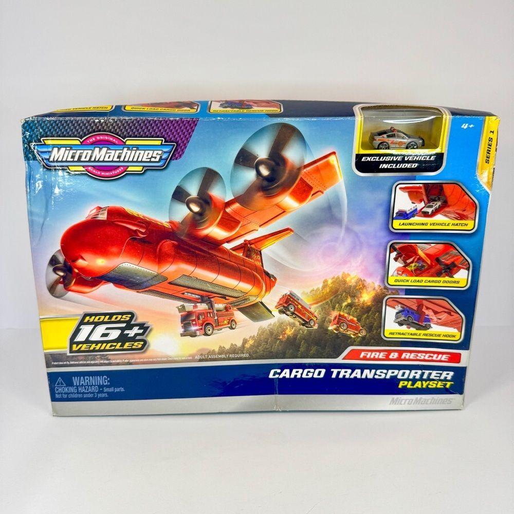 Micro Machines Fire & Rescue Cargo Transporter Playset | Hasbro Jazwares